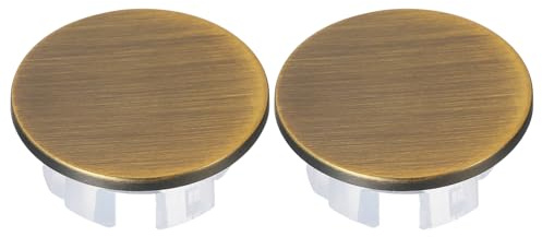 sourcing map 2Pcs Sink Overflow Cover Basin Trim Copper Overflow Rings Bathroom Kitchen Basin Drain Cover Hole Insert in Round Caps Replacement, Yellow