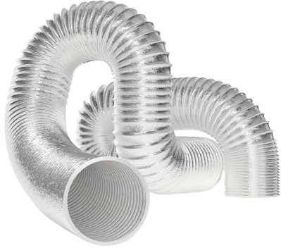 PRUTUHEA Aluflexrohr 8-Zoll-25-Fuß-nicht isolierter Flexibler Kanaltrockner-Lüftungsschlauch aus Aluminiumfolie ohne Klemmen, verwendet for HVAC-Lüftung, 8 Zoll