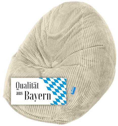 Bruni Classico Cord, XXL sittsäck för inomhus med fyllning, inomhus sittsäck från Tyskland (beige, L, manchester)