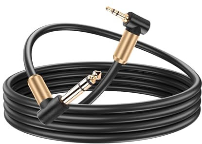 SinLoon 3.5mm to 6.35mm Stereo Audio Cable, 1/8 to 1/4 TS Cable 24K Gold Plated Connector, Dual Channel for Laptops, Home Theater, Smartphones, Amplifiers, Electric Guitars,etc-2M/6.5FT