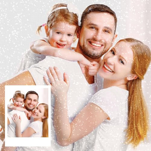 HOBULL Diamond Painting Eigenes Foto, 5D Erwachsene Diamond-Painting Personalisiert Bilder, Benutzerdefinierte Full Set Diamant Zubehör Selbst Gestalten Geschenke für Home Decor,30x30cm