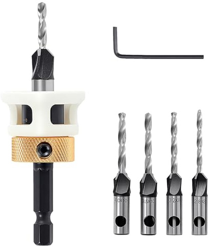 ColumPRO 4PCS Countersink Bits Set, Countersink Drill Bit Set for Wood with 4 Different Sizes Replaceable Drill Bits