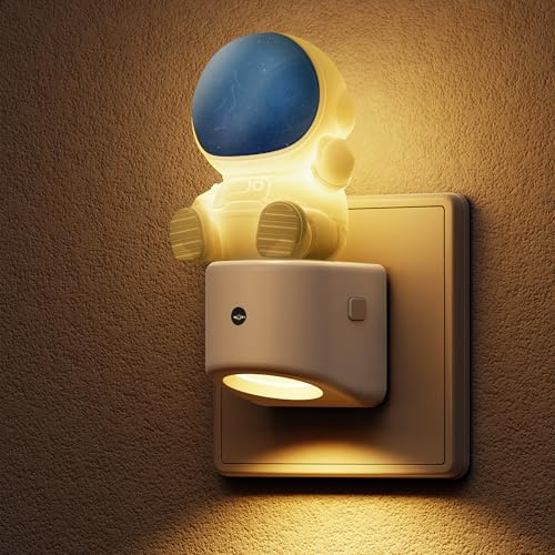 LOHAS-LED Nachtlicht Steckdose, Astronaut Nachtlicht mit Dämmerungssensor | Farbwechsel, RGB & Warmweiß 3000K, 3D Nachtlichter für Flur, Treppenhaus, Schlafzimmer, Küche, Toilet
