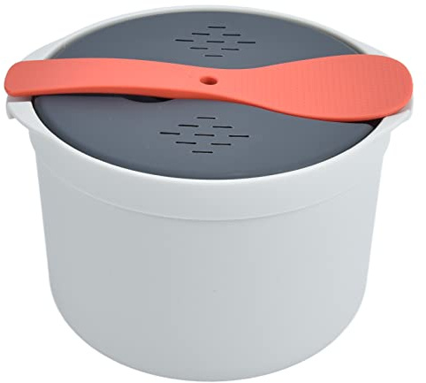 LUCKDANO Microwave Rice Cooker, Pot de Arroz Microondas con 2L Material PP Material PP Fiesta de la Tapa de Arroz (ORANGE)