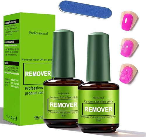 Dissolvant Vernis Semi-Permanent 2 Pièces,Gel Ongles Remover Rapide et Facile,Enlever Vernis Gel Soak Off à la Maison,Dissolvant Sécurisé et Efficace pour Manucure et Pédicure