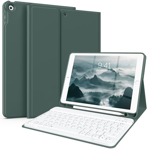 SZPSGC Funda con teclado para iPad de 10,2 pulgadas 9/8/7 Gen 2021/2020/2019, verde profundo