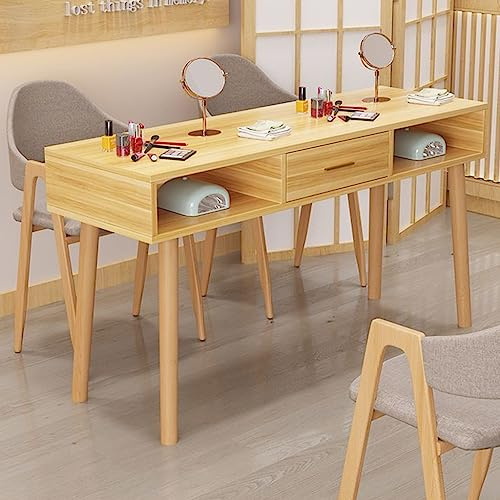 Estación de Mesa de manicura Banco de Trabajo de Arte de uñas con cajón Imitación de Escritorio de mármol y Patas de Madera Maciza Elegante y Funcional para técnicos de uñas (120 * 40 * 78 c