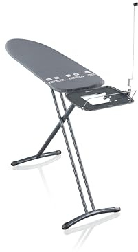 Leifheit Air Board Express M Black, Bügelbrett in stilvollem Design, 120 x 38 cm Bügelfläche, Bügeltisch geeignet für Dampfstationen, höhenverstellbar und platzsparend verstaubar, schwarz