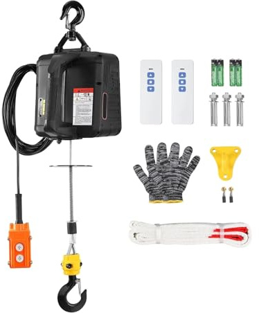Cabrestante eléctrico 3 en 1, grúa portátil de 1100 lb y 1500 W, 13 pies/min con control remoto cable e inalámbrico