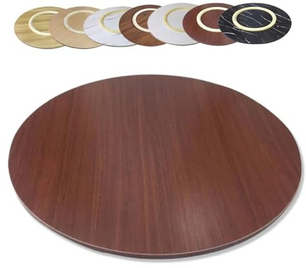 Tabla giratoria redonda de madera de caoba de 50 cm, perfecta para comedor, entretenimiento, charcutería y platos de queso.
