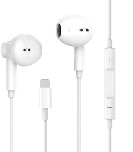 Cuffie per iPhone, auricolari in-ear con cavo audio stereo con microfono integrato e controllo del volume, compatibili con iPhone 11/11 Pro/13/13 Pro/X/XS/14 Pro/14 Plus/14/XR/12/12 Pro/SE/7/7 Plus/8