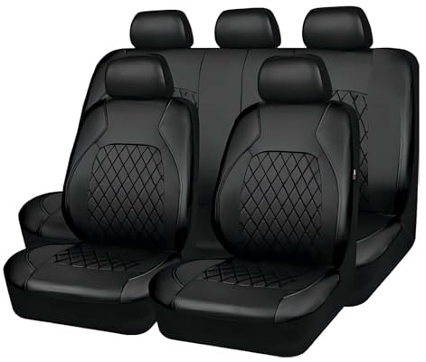 Valcla Autositzbezüge Komplettset für VW T4 T5 T6 Multivan/MK6 2000-2023 2024 – 5-Sitzer, wasserdicht & rutschfest, vorne & hinten Autositzbezug Schonbezüge Sitzbezüge,A Black