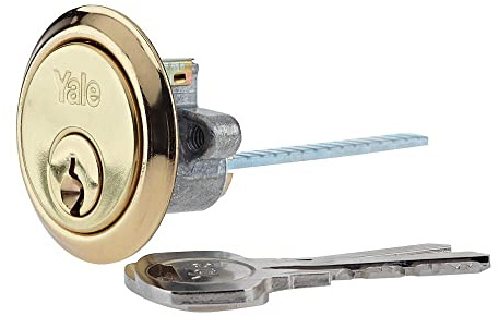 Yale Cilindro di ricambio per cerchione in ottone lucido, 2 chiavi, adatto per porte da 38 a 57 mm