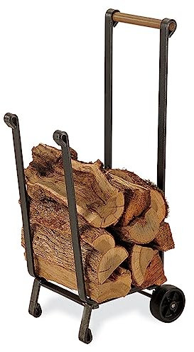 Pilgrim Home and Hearth 18525 Forged Iron Wood Cart, Black