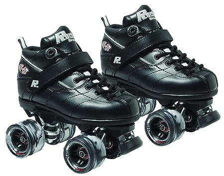 Sure Grip Rock GT50 Black Stylish Indoor Roller Skates for Men & Women Featuring Nylon Composite with 62mm Swirl Wheels and ABEC-5 Bearings (Mens 8/Womens 9)