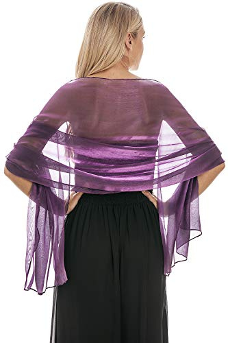 Central Chic hisnande Silky Iridescent bröllop bal brudtärna wraps stola halsduk pashmina – 24 färger ... (lila), violett, 64 (163 cm) x 28 (71 cm)
