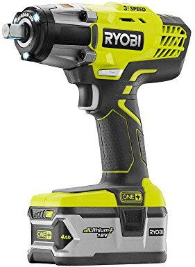 Ryobi P1830 Kit de clé à chocs 18 V One+ 3 vitesses 1/2 avec double chargeur de produits chimiques et batterie haute capacité