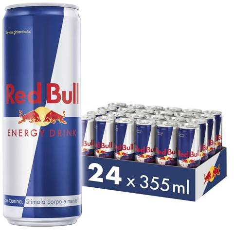Red Bull Energy Drink 355ml (cartone da 24) | Enthält Koffein, Taurin, B-Vitamine, Zucker und Wasser, 355 ml, 24 Dosen