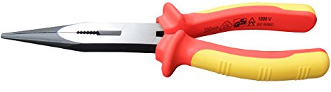 Insulated Long Nose Pliers 8-Inch, 1000V VDE Tested, Chrome Vanadium Steel, VDE-GS Certified
