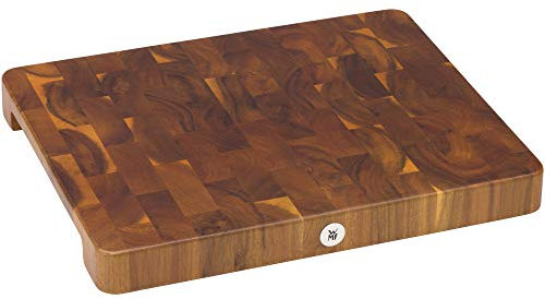 WMF Schneidebrett Holz groß massiv 40 x 32 x 4 cm, Holz, Akazienholz, klingenschonend, große Arbeitsfläche, Küchenbrett, Stirnholzoptik, Gummierte Füße