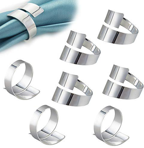 Feyarl 8 Stück Serviettenringe Serviettenschnallen Servittenringen Vintage Stoffserviettenring für Hochzeit Bankett Ostern Tischdekoration5*5cm (Silber)