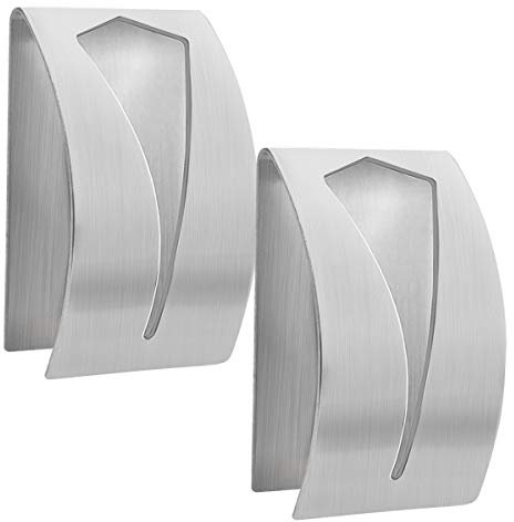 Dokpav 2 Stück Edelstahl Geschirrtuchhalter Handtuchhaken 7.5 * 5cm Handtuchhalter Selbstklebend Haken Wandhaken Klebehaken für Bad Toilette Küche Büro, Wasserdicht & Ohne Bohren