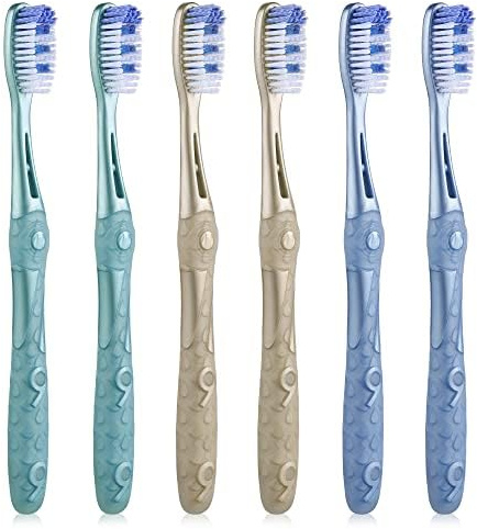 Oralphi lot de 6 brosses à dents medium,moyennes manuelle,brosse à dents blanchissante,extra clean pour fumée,thé,café,élimination de la plaque dentaire