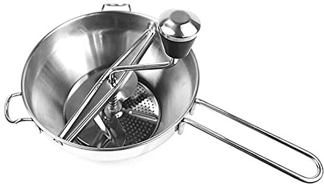 Cajolg Stainless Steel Potato Ricer Masher Multi Functional Potato Masher with 3 Steel Meshs Rotary Food Processors for Tomato Sauce Applesauce Puree Mashed Potatoes Jams