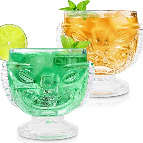 Gusnilo Verführerische Tiki-Gläser, 480 ml und mehr, hochwertige Bar-Essentials, entdeckte Tiki-Becher und Statuen. Erhöhen Sie Ihr Barerlebnis mit stilvollen Gläsern und Dekor (2 Stück)
