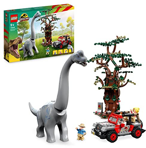 LEGO 76960 Jurassic Park Entdeckung des Brachiosaurus, Dinosaurier Spielzeug mit Figur und Jeep, Sammler-Set zum 30. Jubiläum, für Jungen und Mädchen