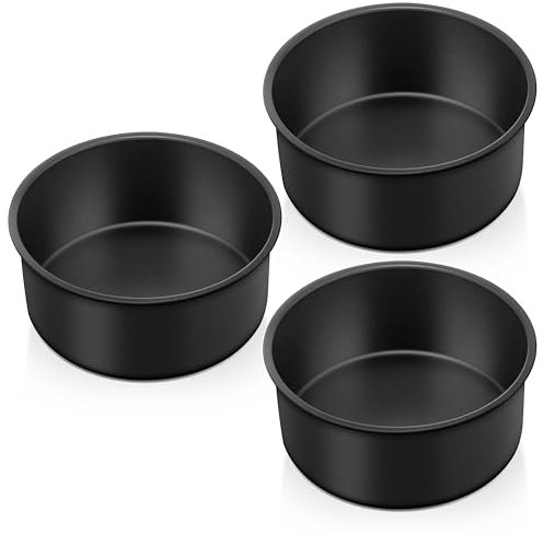 Homikit Backform, 16 cm Edelstahl Rund Kunchenform Backformen 3er Set, Kunchenbackform Set mit Antihaftbeschichtung, Gesund & Ungiftig, Leicht zu Reinigen