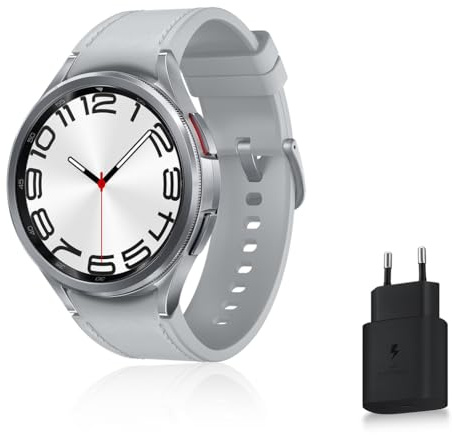 Samsung Galaxy Watch6 Classic Montre Connectée avec Chargeur, Suivi de Santé, Suivi Sportif, Charge rapide, Bluetooth, 47mm, Argent, Exclusivité Amazon Version FR
