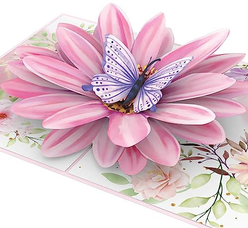 papercrush® Pop-Up Karte Blume mit Schmetterling - 3D Geburtstagskarte für Frauen, Freundin & Mama, Glückwunschkarte für Gute Besserung, Dankeschön, Aufmunterung, Viel Glück oder Geburt eines Mädchens