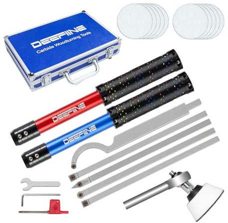 DEEFIINE Drechseleisen Set mit Hartmetall-Schneidplatten, verstellbare Drechselmesser Mit Schüsselschleifer,Drechselwerkzeug-Satz für Holz(8Stück)