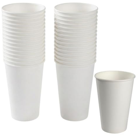 ABENA Disposable White Paper Cups, 400ml, Pack of 50, Paper Beverage Cups | PE Coated Paperboard, Disposable Drinkware, White Disposable Cold Drink Cups, Ideal for Cafés, Takeaway, Catering & Events