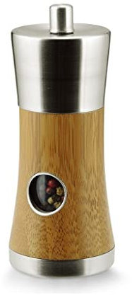 Pepper Grinder Salt and Pepper Grinder, Adjustable Manual Salt Grinder, Bamboo, 5 Inch, Pepper Mill with Ceramic Core, Kitchen Spices Mill (Brass)