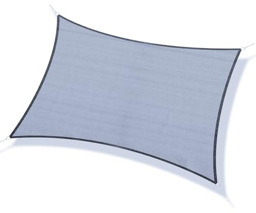 Outsunny Toldo Vela de Sombra Rectangular 4x3 m Toldo de Terraza Protección Rayos UV con Bolsa de Transporte Anillo de Acero Inoxidable y Cuerdas para Jardín Patio Gris