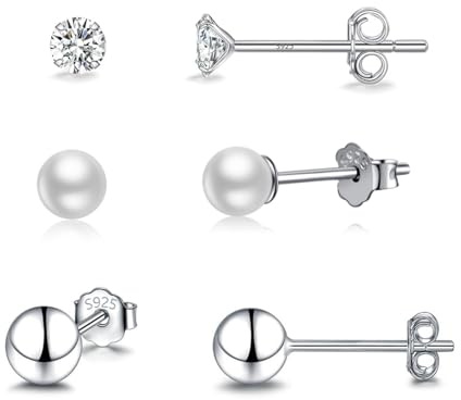 Ecripe 925 Sterling Silber Ohrstecker Hypoallergene Cubic Zirkonia Ohrstecker Silber für Frauen
