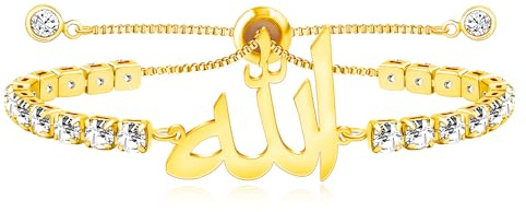 Uloveido Islamisches Allah-Armband aus Edelstahl, islamisch, weiß/rotgold/schwarz, islamische Charm-Armbänder, minimalistischer CZ, motivierender Tennisschmuck für Mutter, Oma, Schwester, Tante