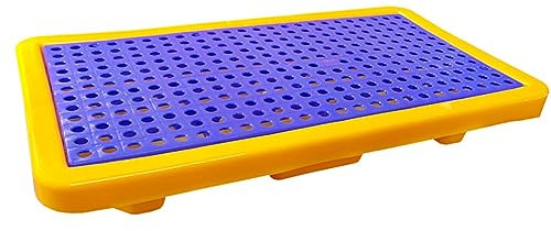 OLSKFUH Auffangplattform, stapelbare modulare Plattform, auslaufsichere Wanne mit flachem Gitterrost, Auffangpalette aus Polyethylen, Fabrik, 66,5 x 37 x 10 cm