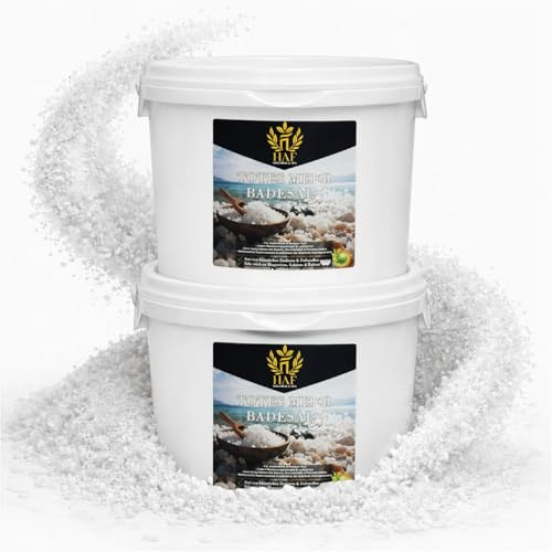 HAF® Premium döda havet badsalt för känslig och torr hud | havssalt 100 % naturligt rent från Jordanien för stressminskning | Mineralsalt för god sömn och för kroppsvård | 10 kg i hinkar
