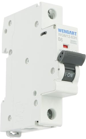 Wengart Disyuntor en miniatura para el hogar WGM12-63H, AC230V 6A 1P 10kA B-Char, protección contra sobrecarga y cortocircuito, adecuado para circuitos domésticos y sistemas de iluminación