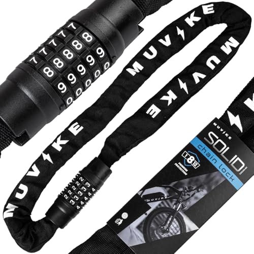 MUVIKE SOLID 1000/8x8C Fahrradschloss – 100 cm Kettenschloss mit 5-stelligem Zahlencode – gehärteter Stahl - 8x8 mm Vierkantglieder – Sicherheitsstufe 8 – Ideal für Fahrrad E‑Bike Roller Kinderfahrrad