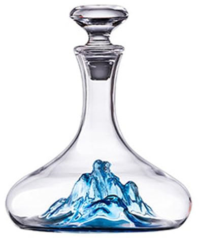 ZJHAHJY Crystal Glass Wine Decanter, Waterfall Red Wine Decanter with Glass Stopper, Iceberg Modeling Red Wine Carafe, Quick Divider Jug Wine Accessories (1200ml Blue)