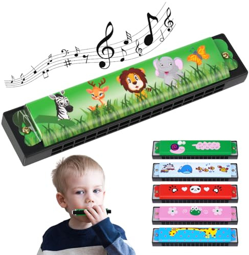 OFFCUP Blues Harmonica Set - 6pcs 20 Tunes Cartoon Harp, Key of C Mouth Organ, Perfect Music Gift for Beginner Adults Kids, Cartoon Animals Mini Iron Sheet Harmonica