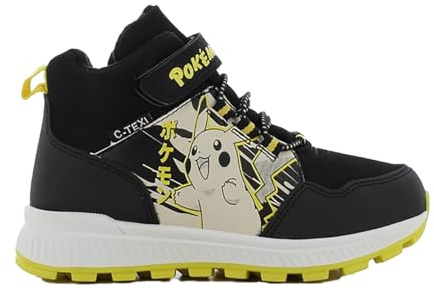 Leomil Pokémon Botte de Neige Bottes d'hiver 32, Semelle antidérapante pour Les Jours d'hiver froids, Noir
