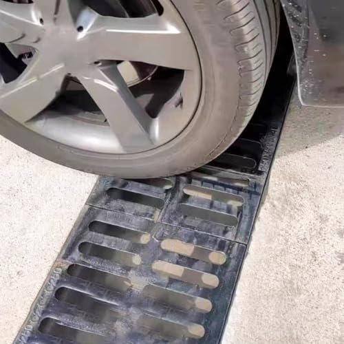 Canaleta Desague con Rejilla Rejilla de Drenaje Resistente para Entradas de Vehículos o Pasarelas, Cubierta de Drenaje de Alcantarillado de Metal Resistente para Exteriores, Cubierta de Drenaje de Can