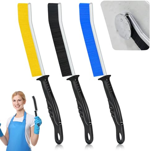 Qcdou Crevice Cleaning Brush, 3 PCS Hard Bristle Cleaner Brush, Grout Brush, Household Cleaning Tools, Multifunctional Groove Gaps Cleaning Brush for Cleaning Kitchen, Bathroom, Window(Colorful)