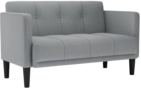 vidaXL Zweisitzer-Sofa Hellgrau 111 cm Stoff, Zweiersofa, Sofa, gepolstertes Sofa, 2-Sitzer-Sofa, Couch, Polstersofa, Lounge Sofa, Wohnzimmersofa