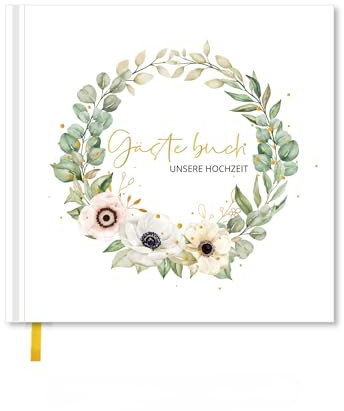 Uixxducc Gästebuch Für Hochzeit, Geburtstag, Babyparty, Ferienwohnung, Taufe - Gästebuch Hochzeit 120 Blanko Seiten - Hochzeitsbuch Hochzeitsgästebuch Hochzeitsalbum Gästebucher (A)